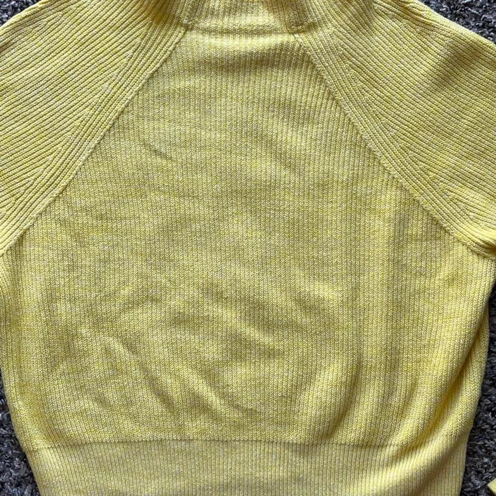 Free People Yellow Cropped Mock Neck Dolman Raglan Sleeve Sweater Womens Size S